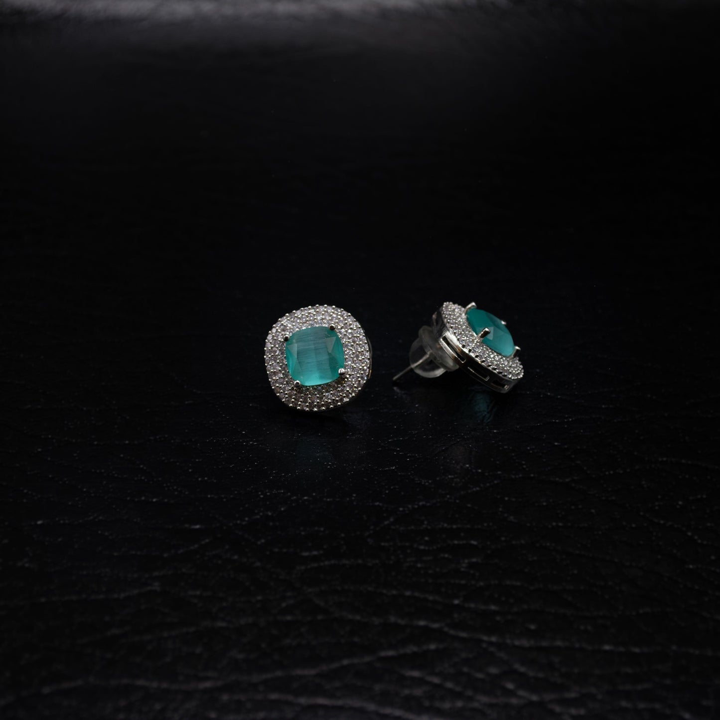 Aqua and Diamond cut Earrings