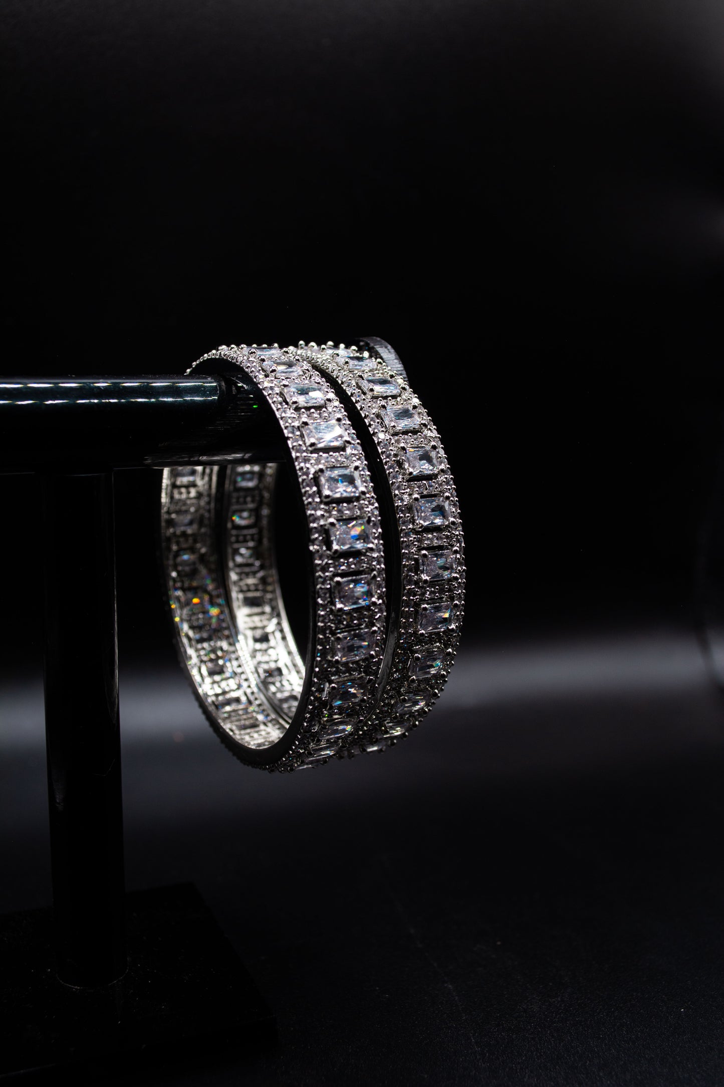 2-piece Silver Tennis Crystal Bracelets