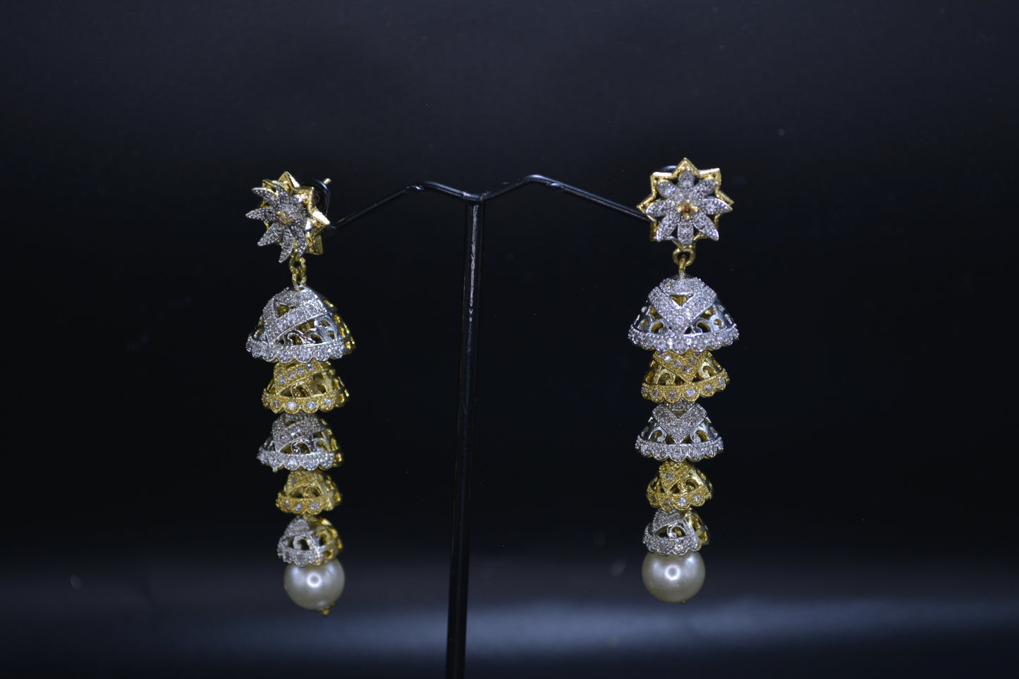 Opulent Gold and Silver chandelier Earrings