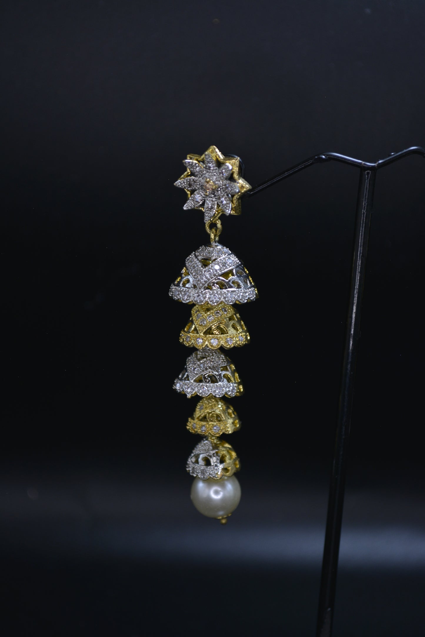 Opulent Gold and Silver chandelier Earrings