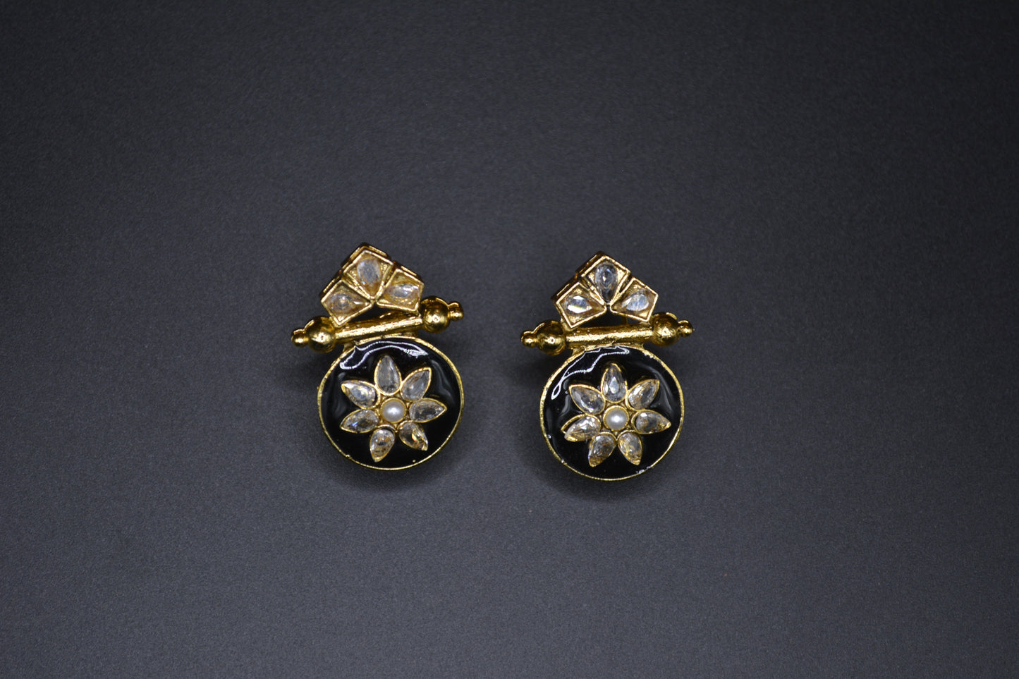 Gold and Diamond Floral Earrings