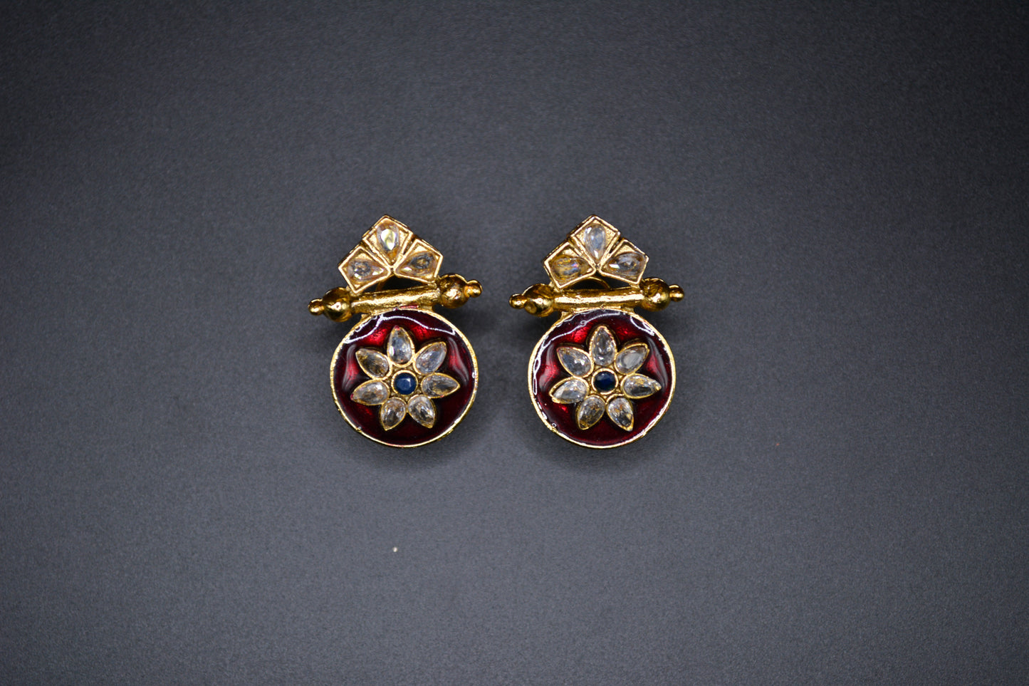 Gold and Diamond Floral Earrings