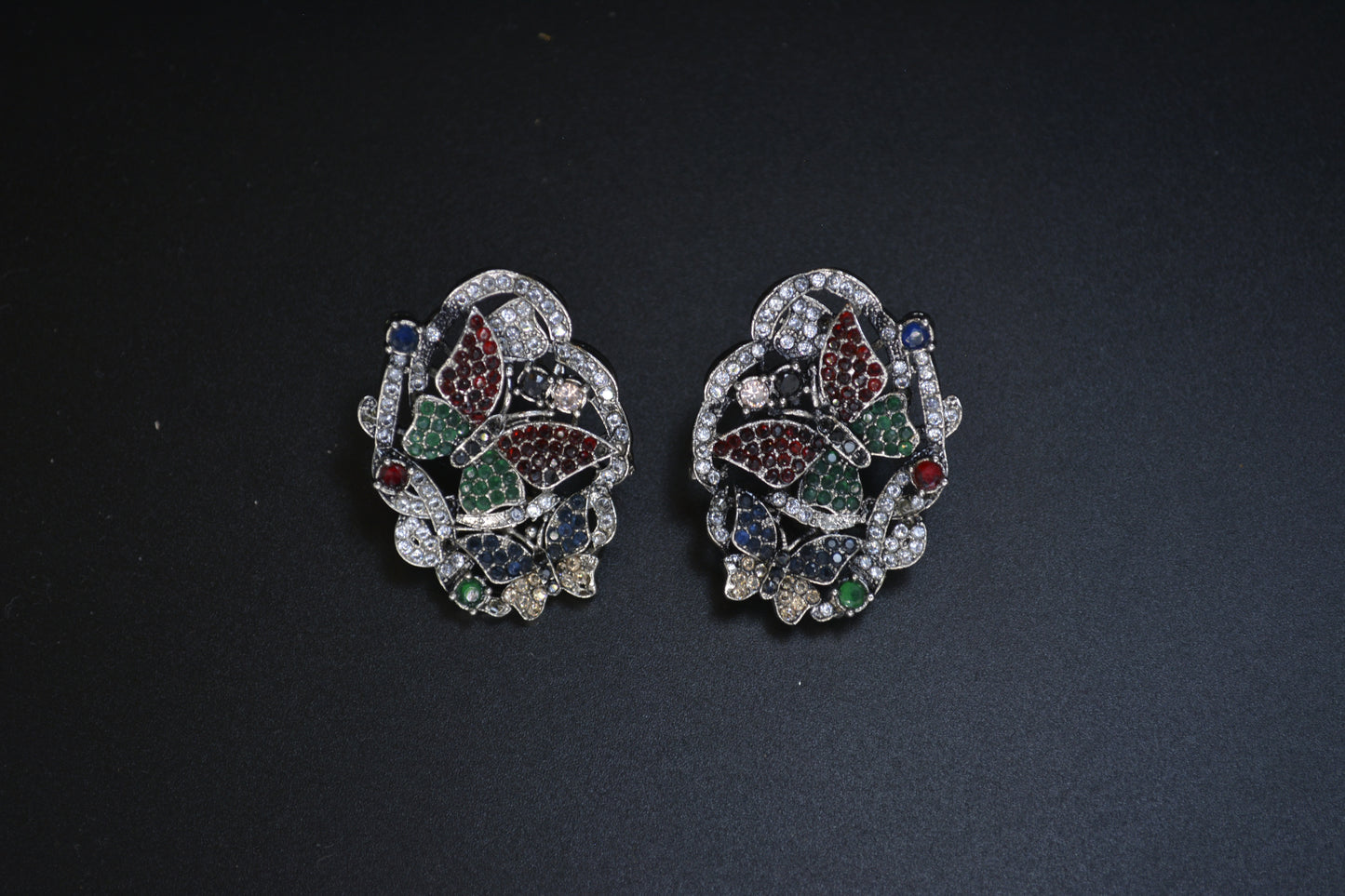 Butterfly Earrings with Multicolor Stones
