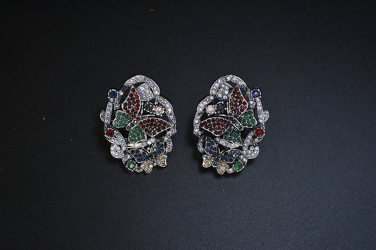 Butterfly Earrings with Multicolor Stones