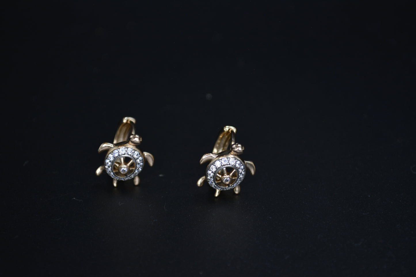 Turtle Earrings with Sparkling Stones