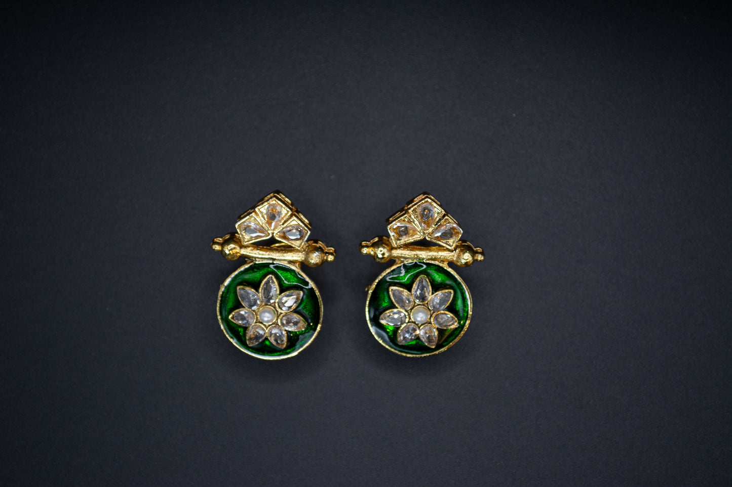 Gold and Diamond Floral Earrings