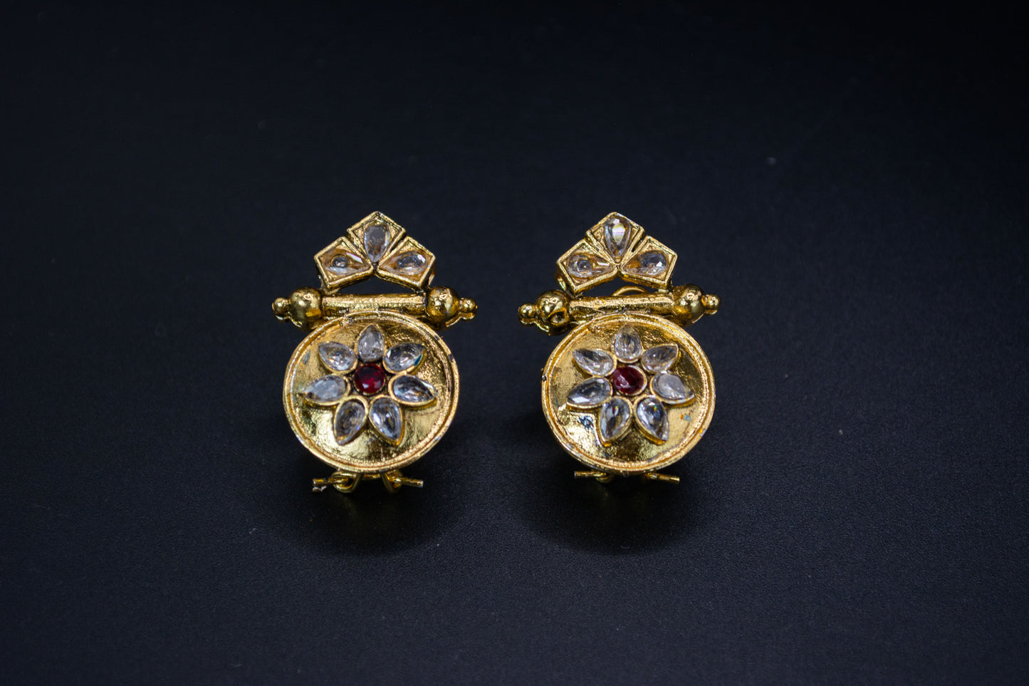 Gold and Diamond Floral Earrings