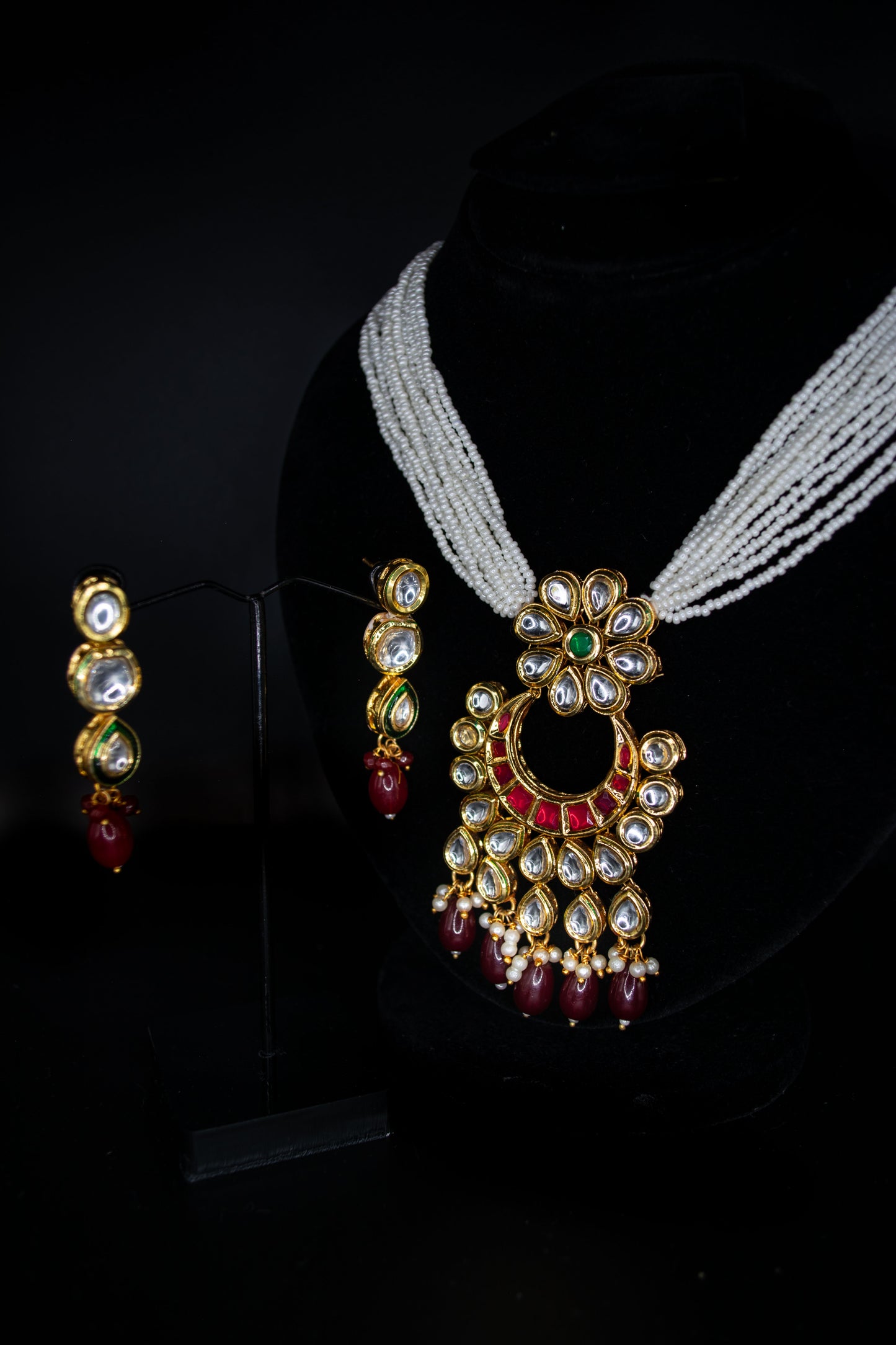 Minsa Kundan-Meenakari Pearl Set