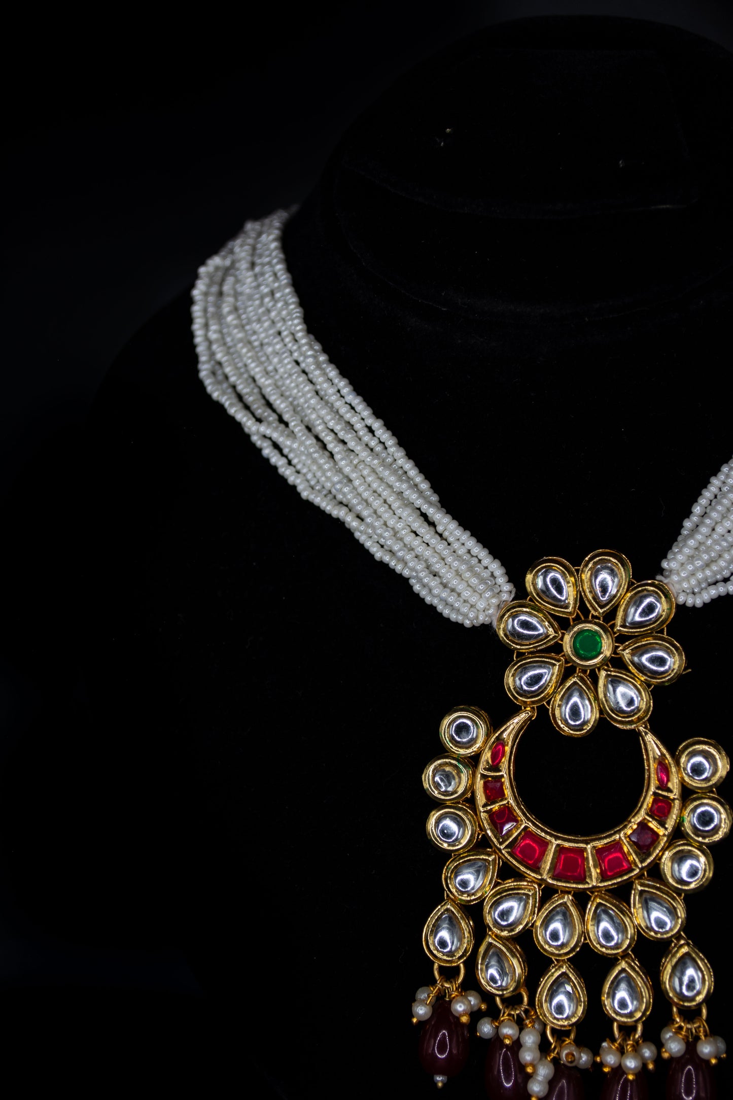 Minsa Kundan-Meenakari Pearl Set