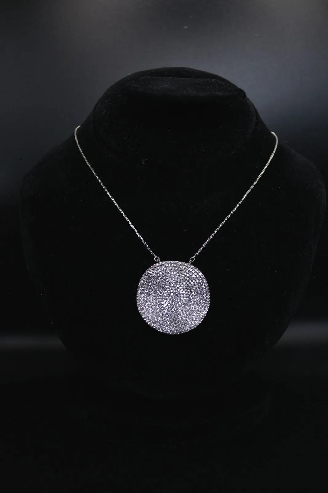 -Crystal Disk Pendant Necklace-Crystal Disk Pendant Necklace