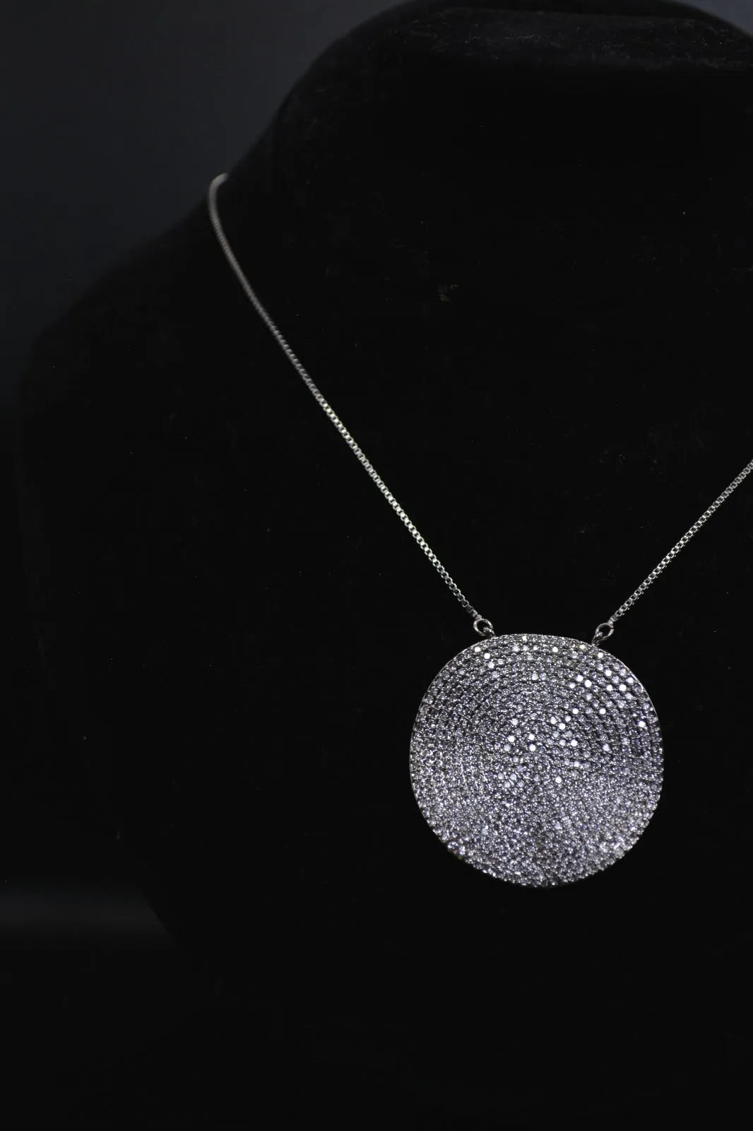 -Crystal Disk Pendant Necklace-Crystal Disk Pendant Necklace