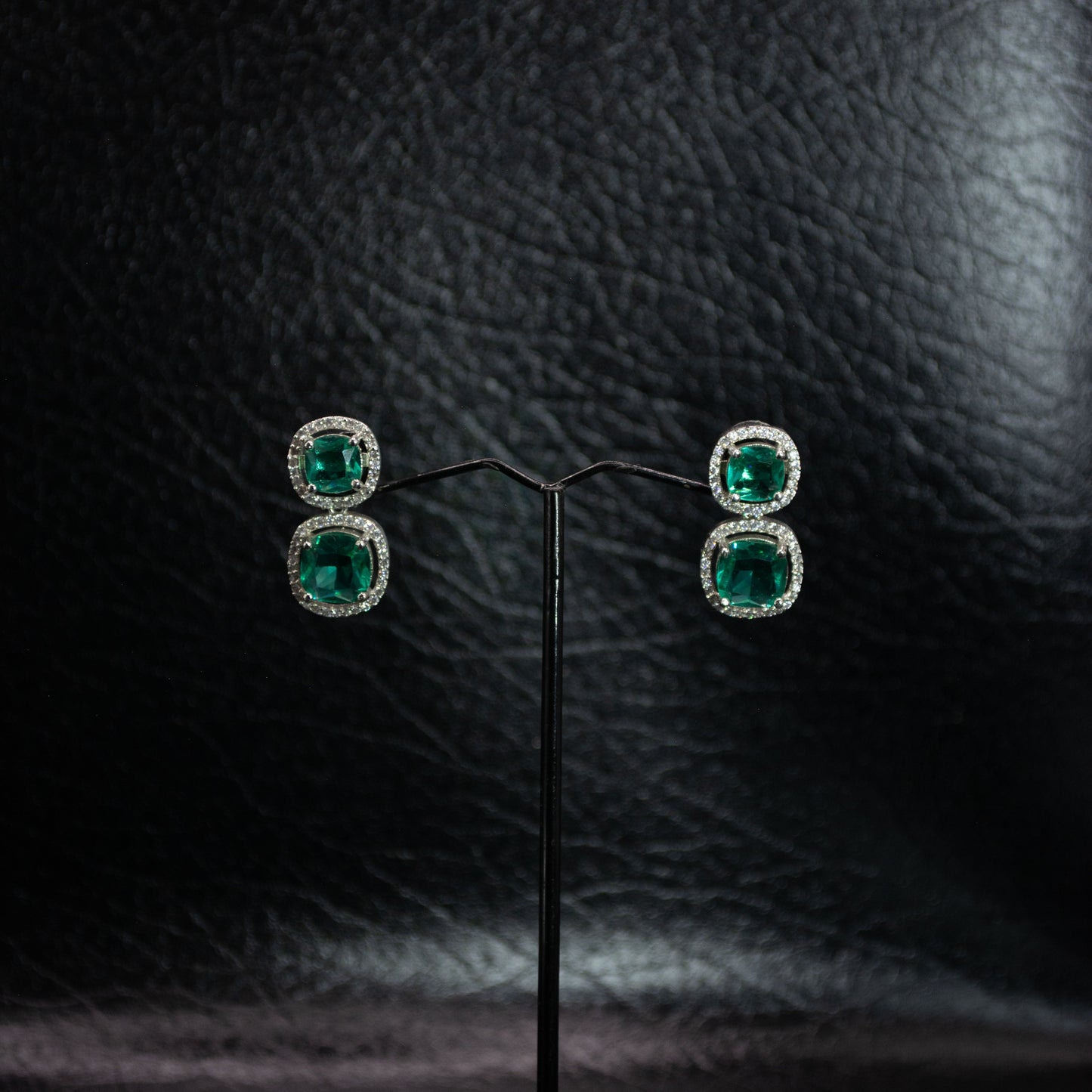 "Elegant Drop Earrings with Aqua Gemstones "