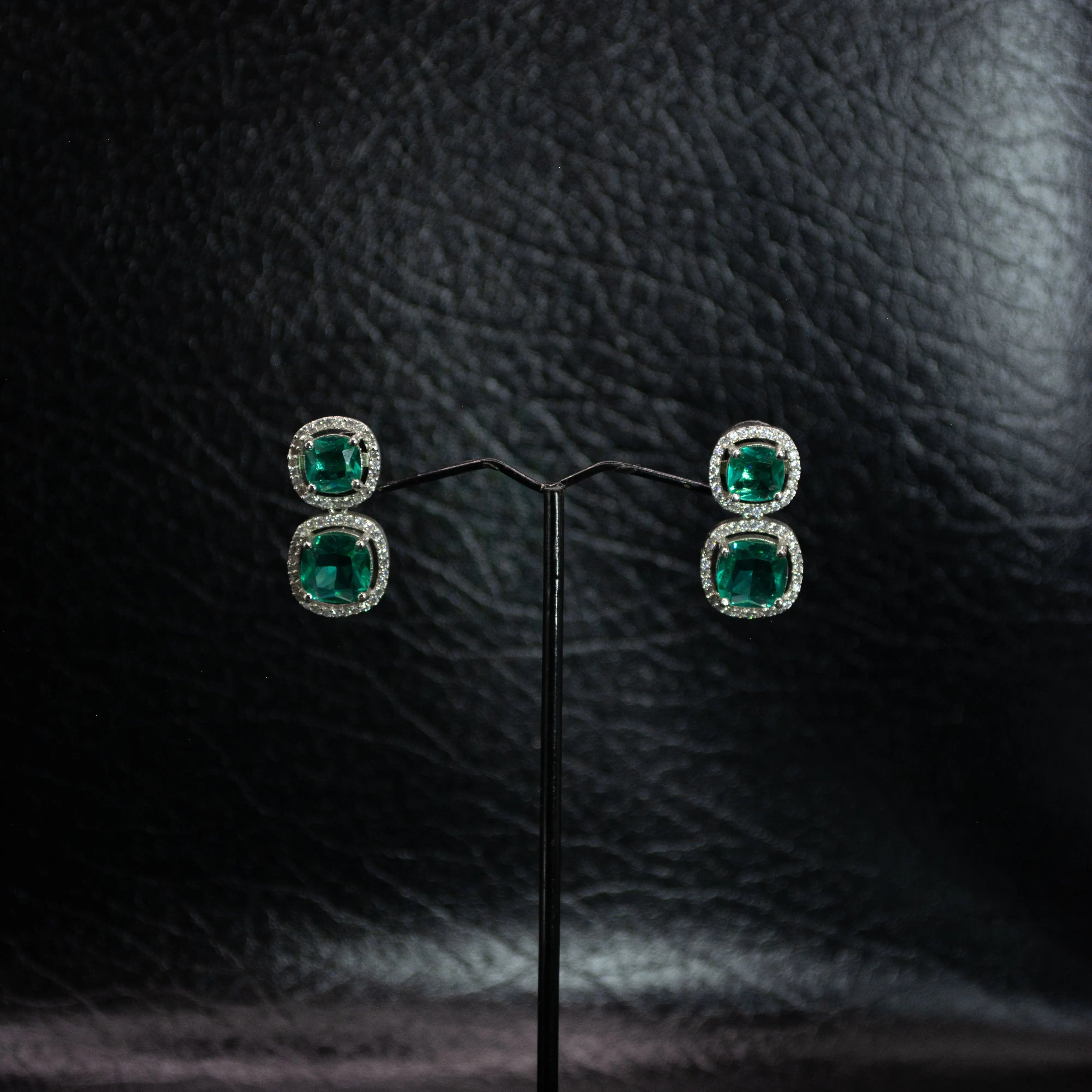"Elegant Drop Earrings with Aqua Gemstones " - SOVRATI