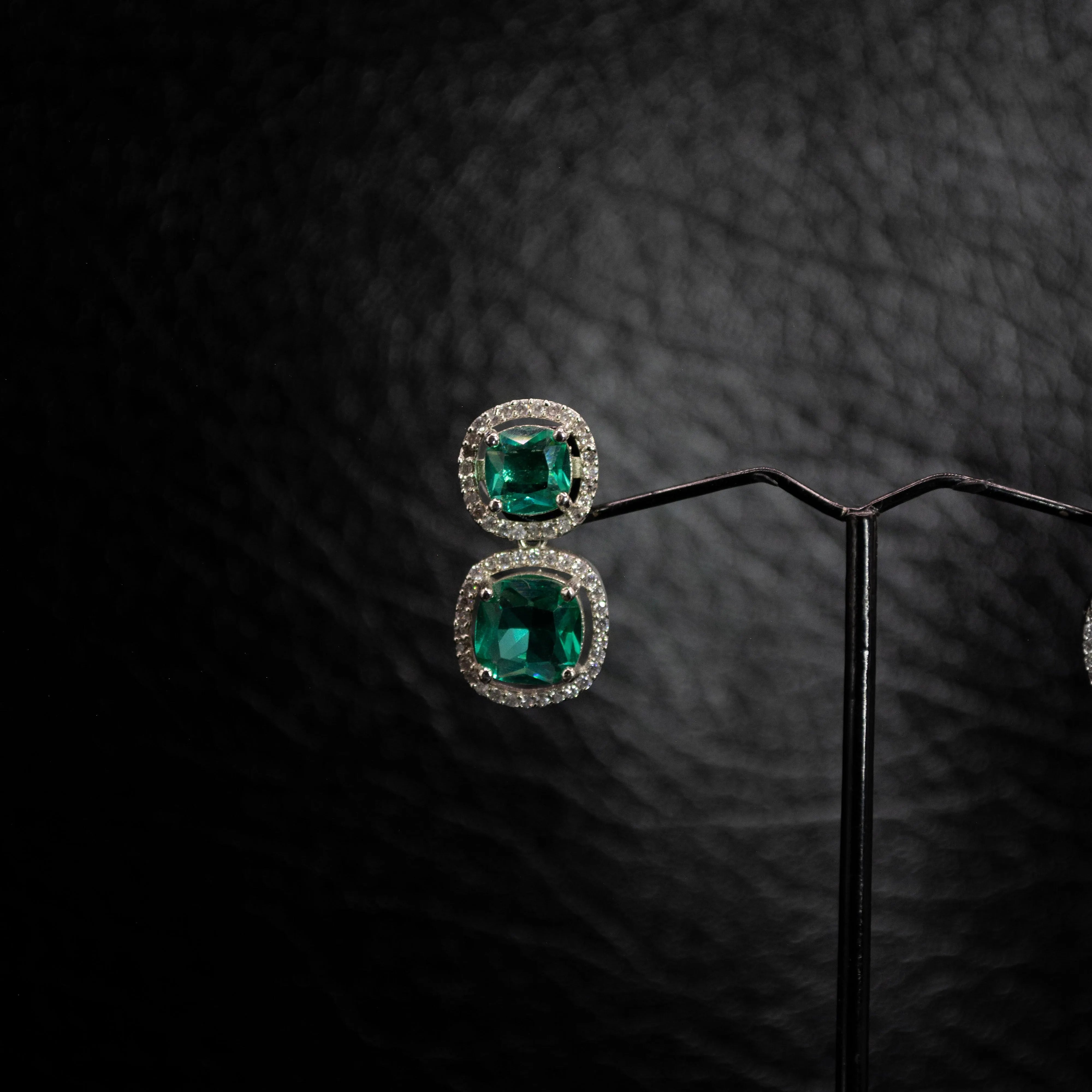 "Elegant Drop Earrings with Aqua Gemstones " - SOVRATI