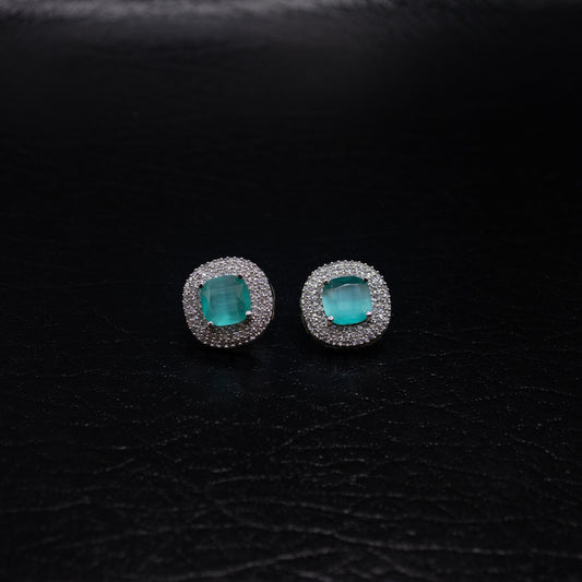 Aqua and Diamond cut Earrings