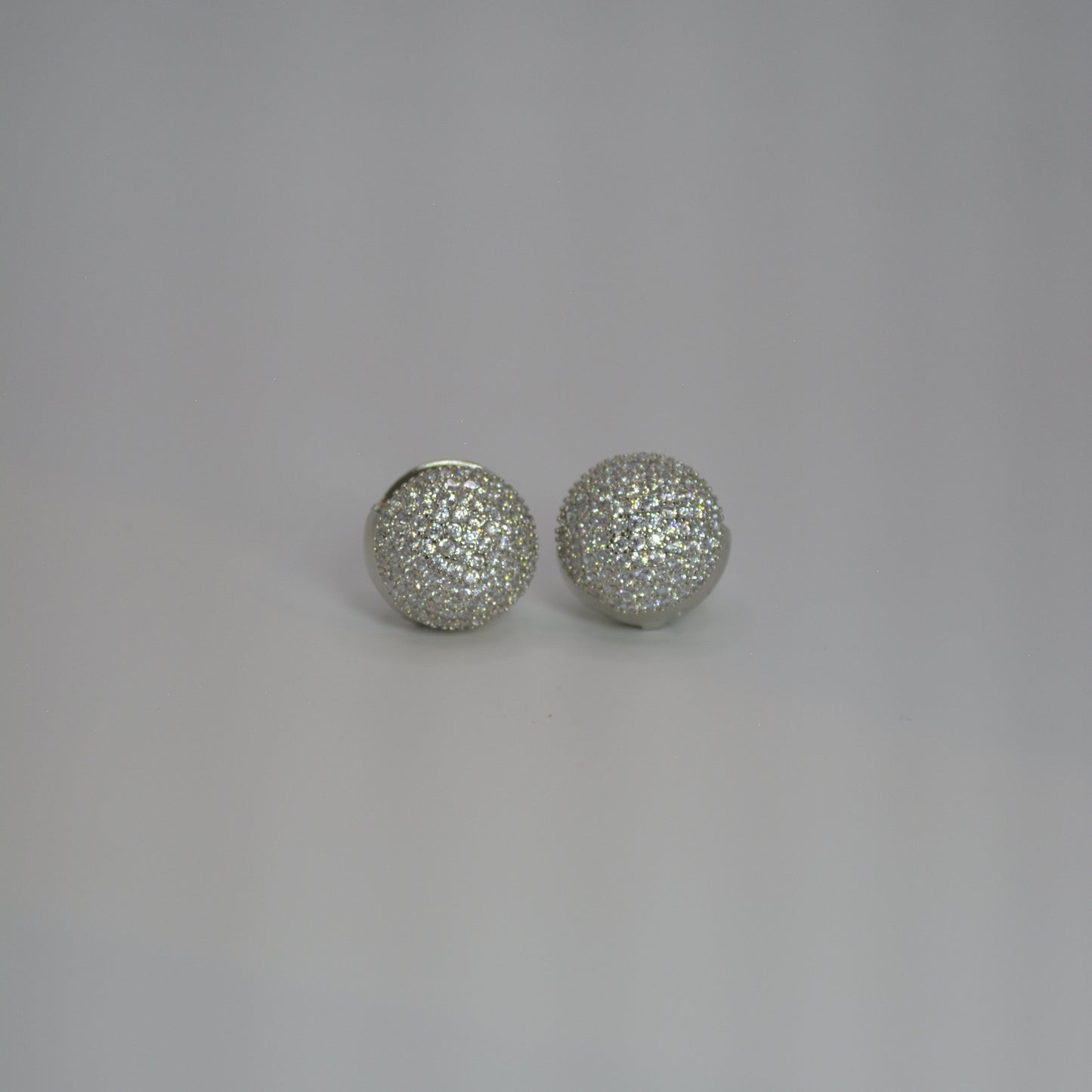 Sparkling Silver Plated Spherical Earrings