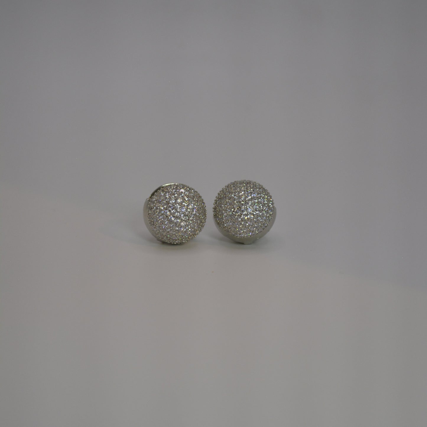 Sparkling Silver Plated Spherical Earrings