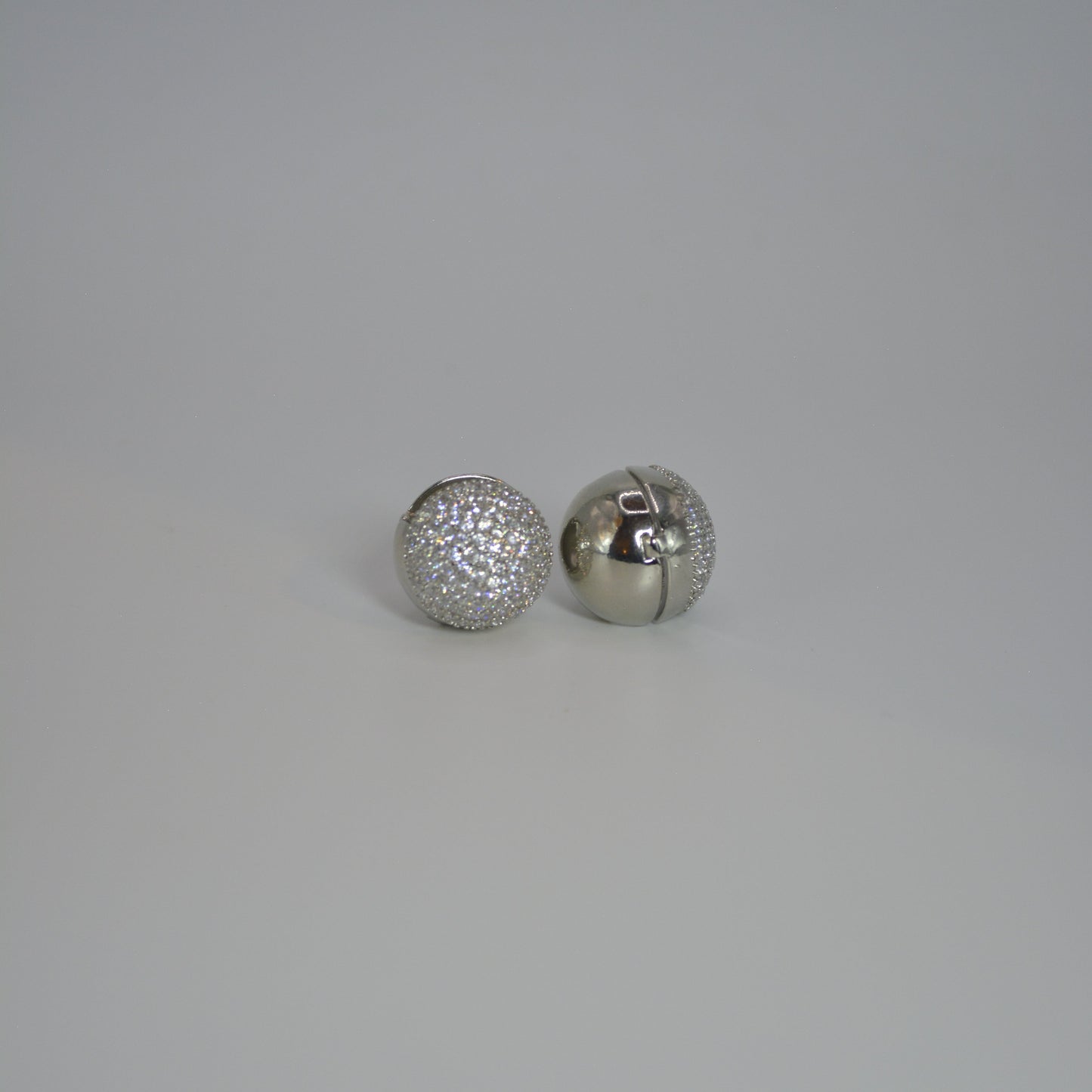 Sparkling Silver Plated Spherical Earrings