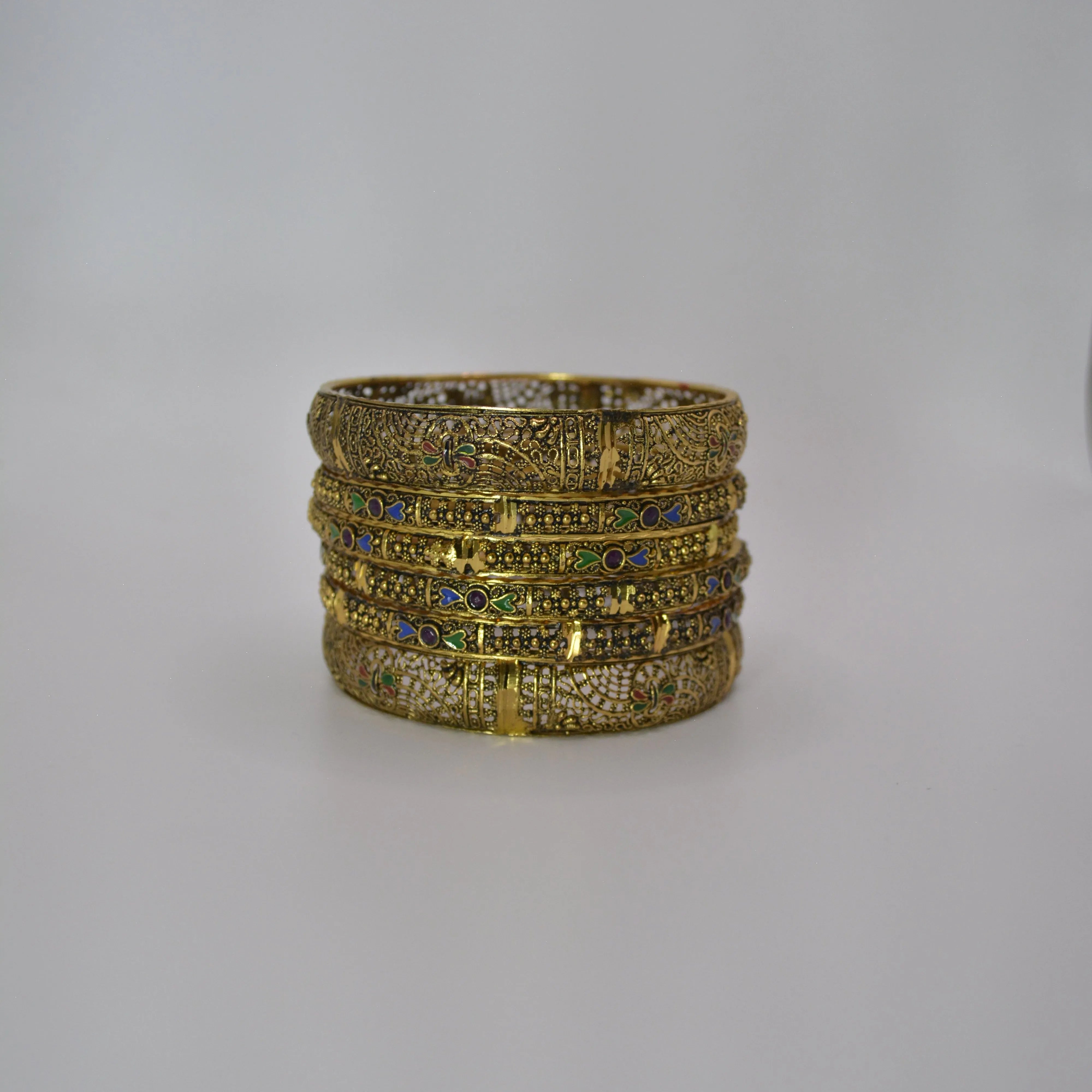 Ornate Lattice work Bangle Set. - SOVRATI