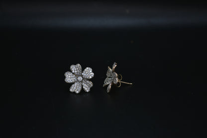 Elegant Diamond Cut Flower Earrings