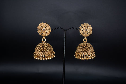 Elegant Gold Tone Jhumka Earrings