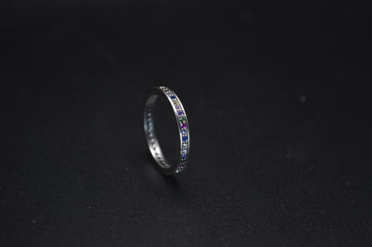 Multi-Gemstone Channel Ring