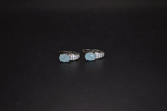 Elegant Ice Blue Oval-Shaped Earrings