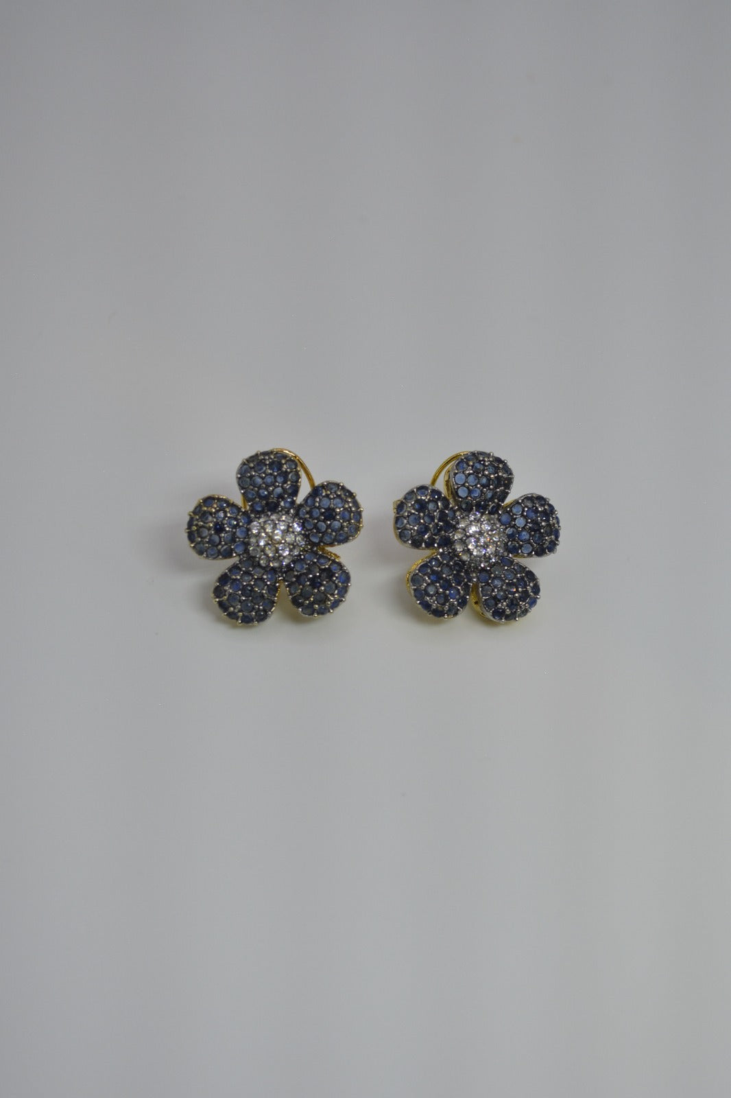 Flower Earrings with Clear Stone Centers