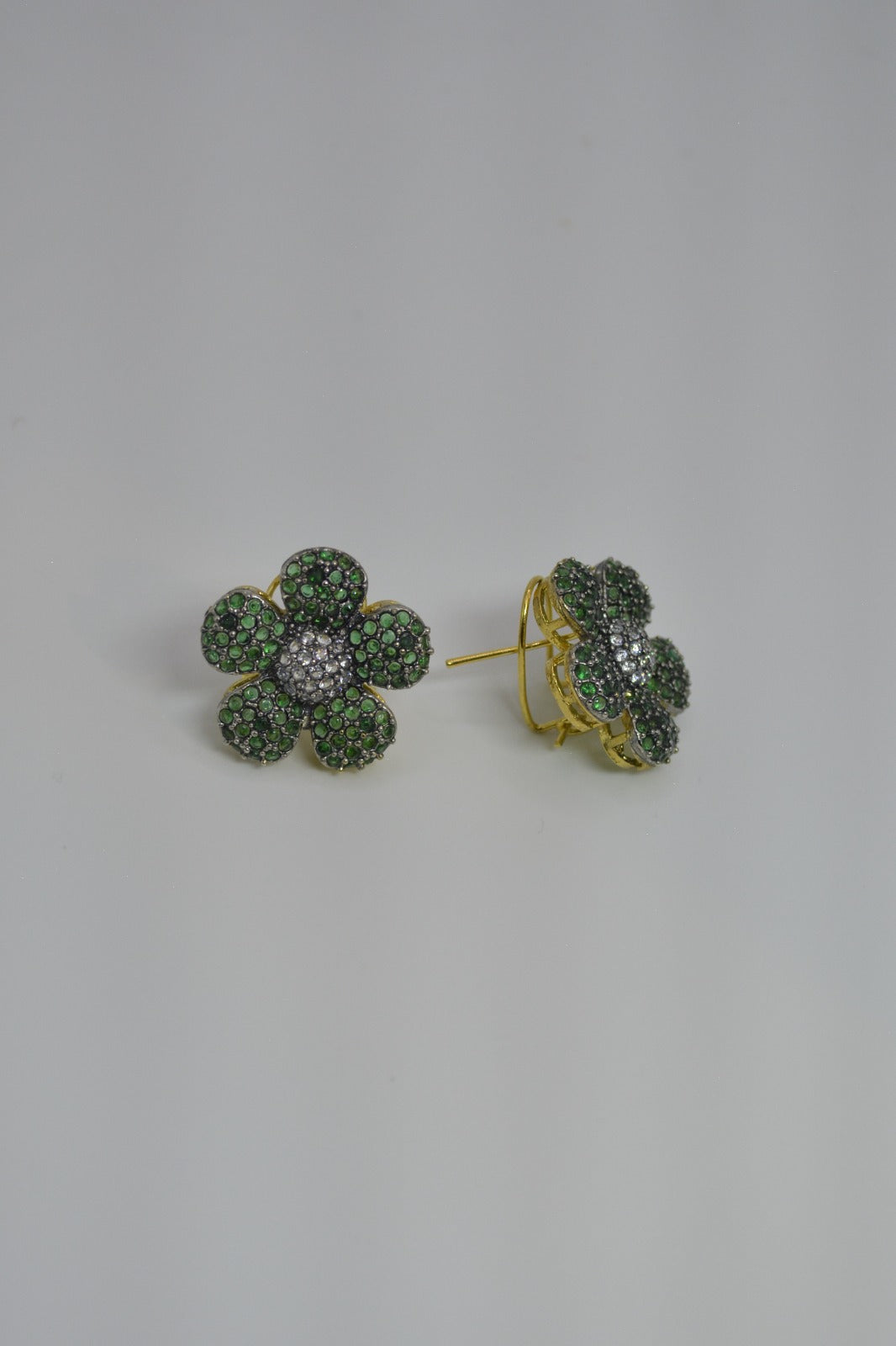 Flower Earrings with Clear Stone Centers