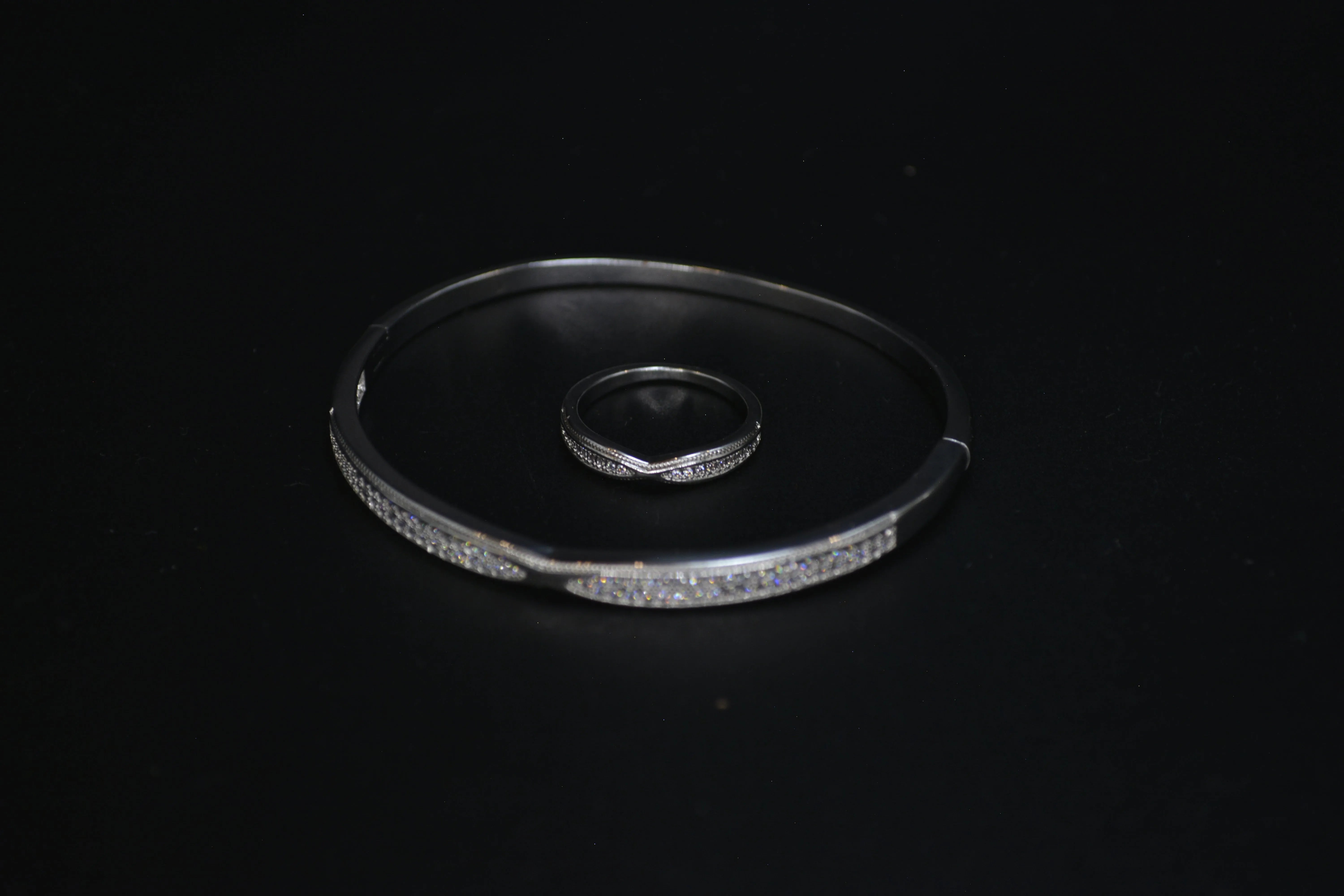 SJB26-Sleek Silver Bracelet and Ring Combo (free size Openable)-Sleek Silver Bracelet and Ring Combo (free size Openable)