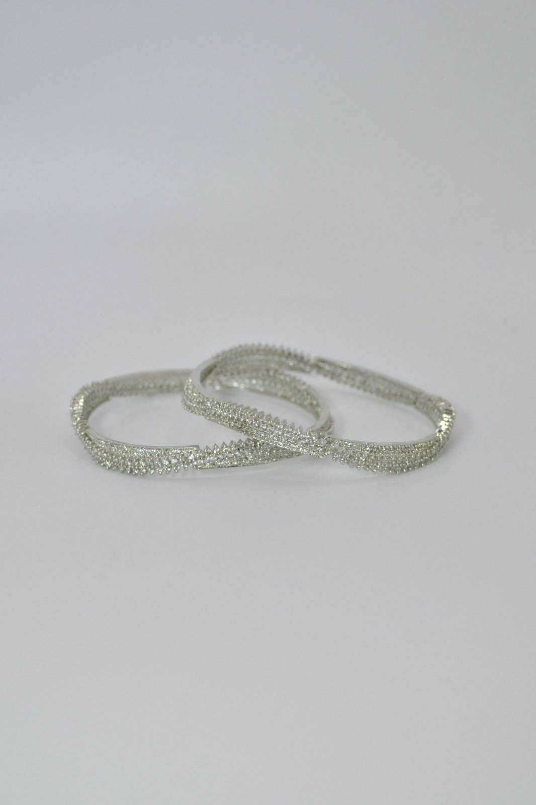 Delicate Diamond Cut zirconia Bangles ( Pair )