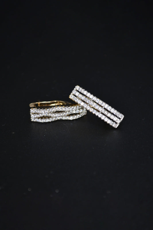 Luxurious Triple Row Hoop Earrings