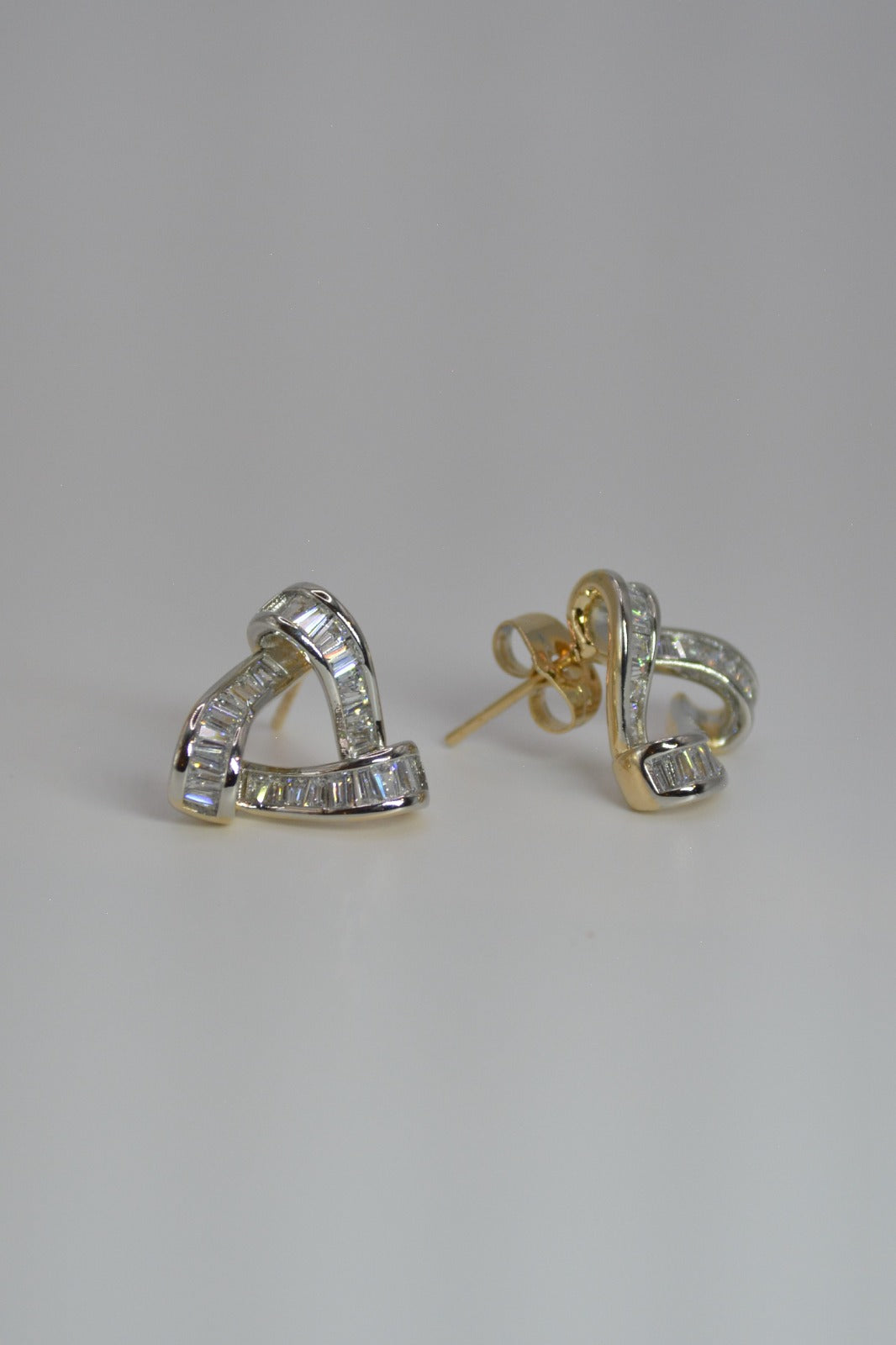 Triangular Earrings With Clear Stones