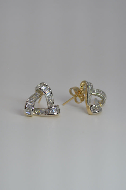 Triangular Earrings With Clear Stones