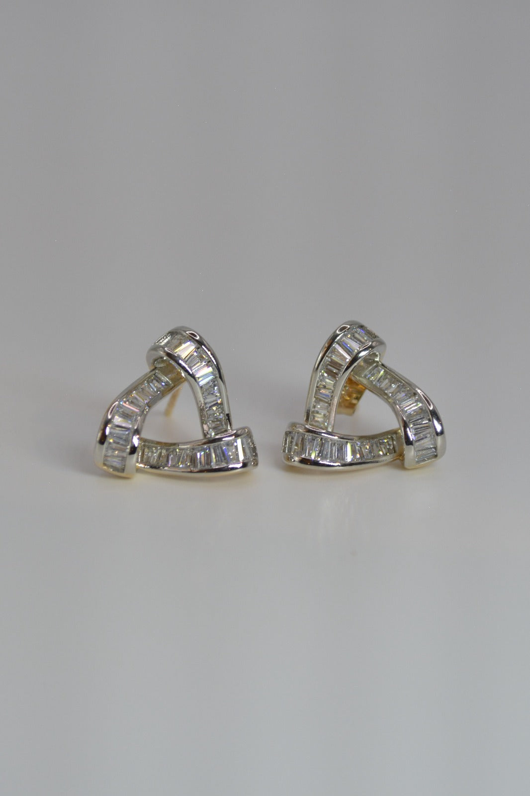 Triangular Earrings With Clear Stones