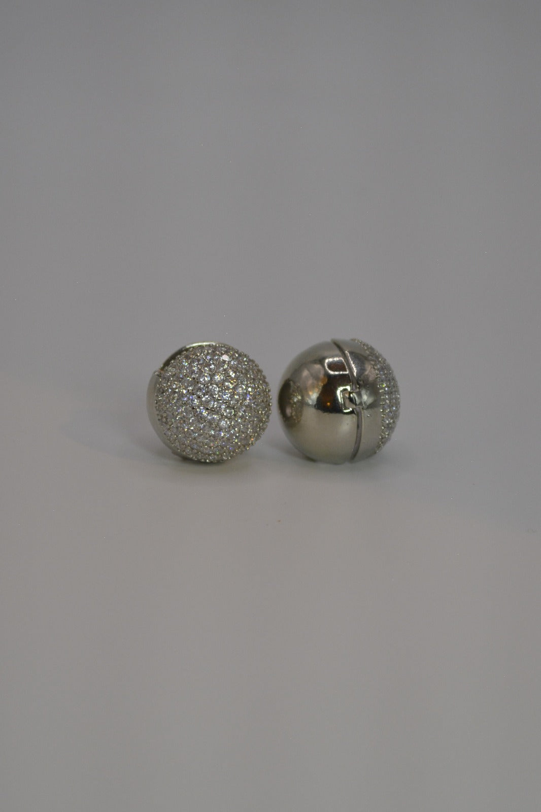 Sparkling Silver Plated Spherical Earrings