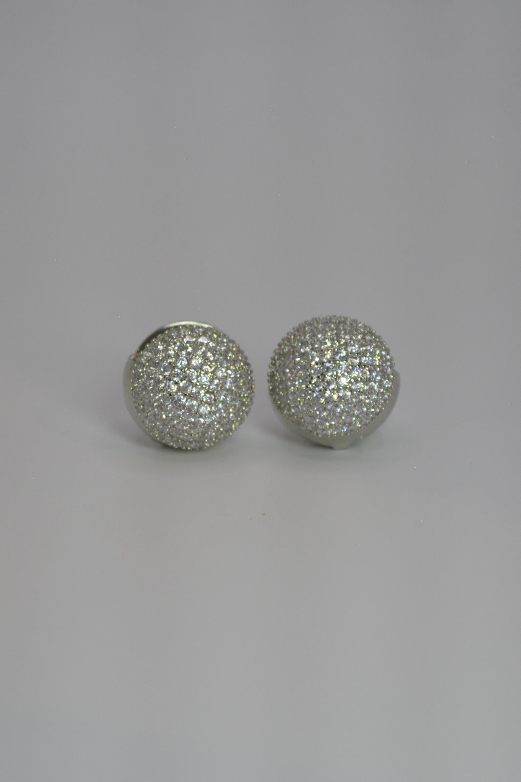 Sparkling Silver Plated Spherical Earrings