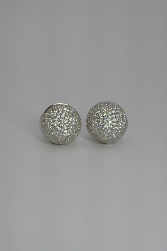 Sparkling Silver Plated Spherical Earrings