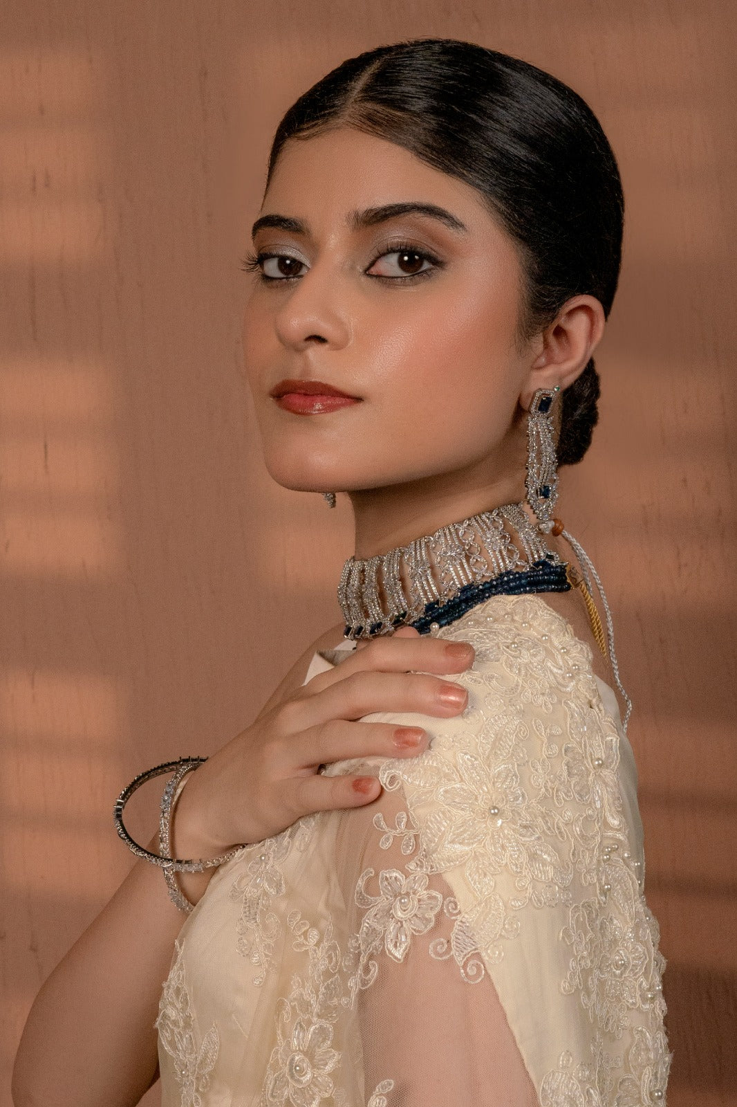 Delicate Diamond Cut zirconia Bangles ( Pair )